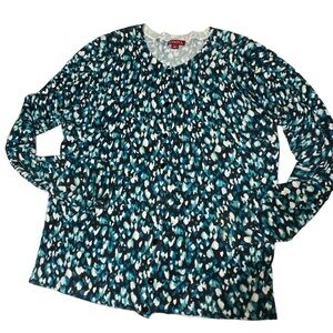 Merona cardigan crew neck button black spandex turquoise, white long sle…